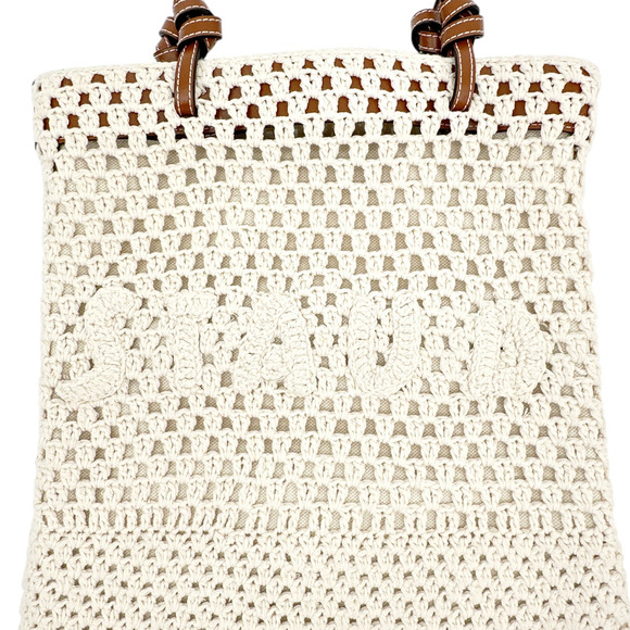 STAUD Crocheted Porte Tote Bag in Cream - Picture 4 of 13